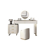 White Makeup Vanity Set Extendable Dressing Table Seat & Mirror Included