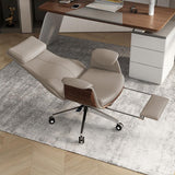 Silla de escritorio de oficina de cuero reclinable Silla ejecutiva de color caqui giratoria ajustable con respaldo alto