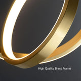 Goldfarbene geometrische Pendelleuchte 2-Ring-LED-Hängeleuchte aus Messing