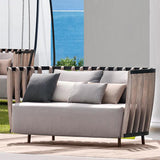 2-Seater Outdoor Sofa with Ash Wood Frame and Cushion Back