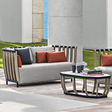 2-Sitzer Outdoor-Sofa mit Eschenholzrahmen und Kissenrücken