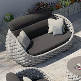 Tatta 2-Seater Rope Woven Patio Loveseat with Removable Cushions