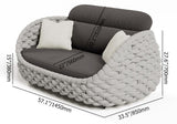 Tatta 2-Seater Rope Woven Patio Loveseat with Removable Cushions