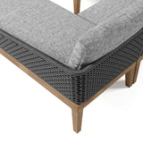 Juego de sofá seccional para exteriores de 3 piezas de aluminio y cuerda trenzada con mesa de centro en gris