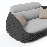 Tatta 3 Seater Modern Woven Textilene Rope Outdoor Sofa with Removable Cushion Gray