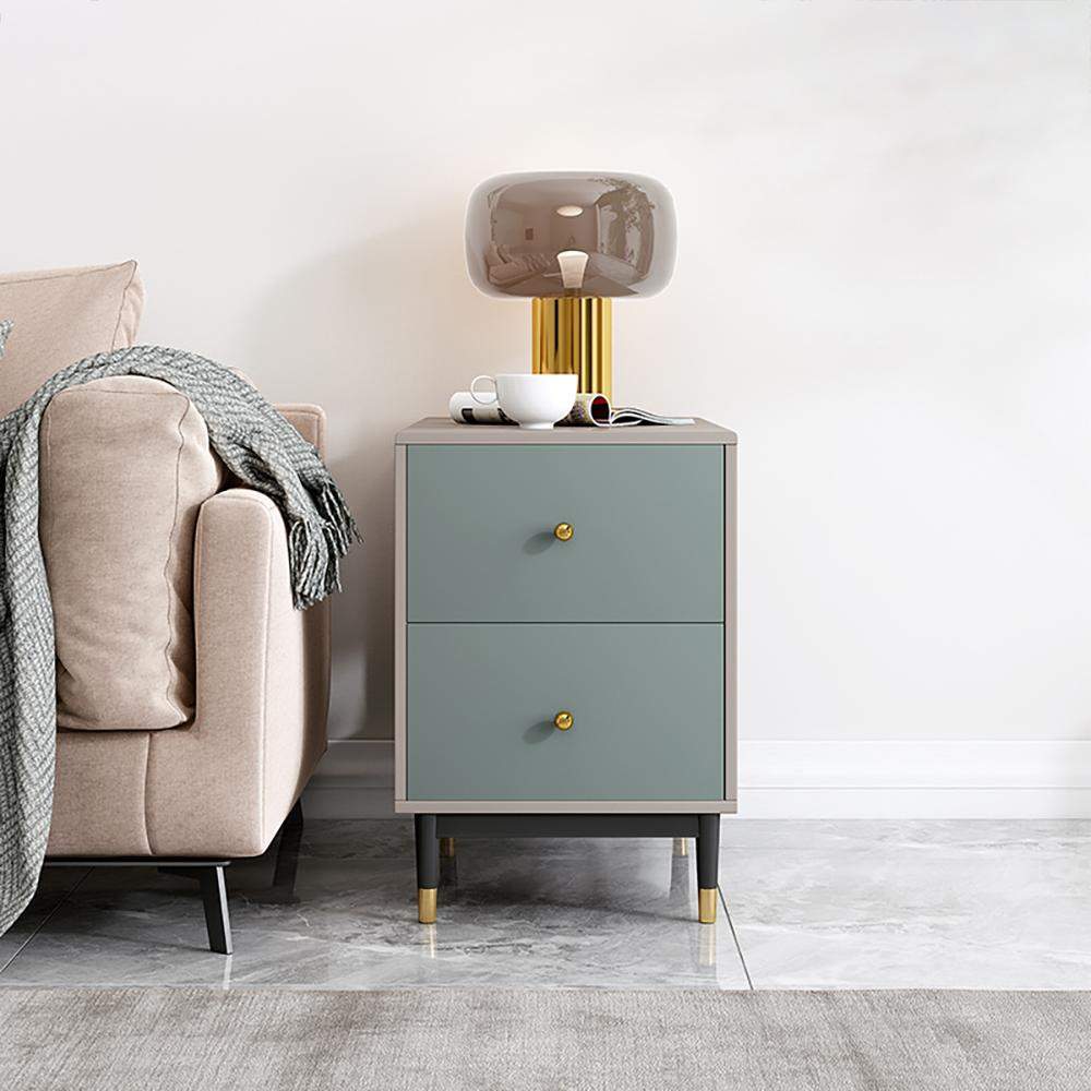 Wooden Gray Side Table with Storage Narrow End Table with Drawers-End &amp; Side Tables,Furniture,Living Room Furniture
