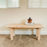 Farmhouse Innovative Woven Rattan Entryway Bench in Natural