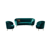 Modern Deep Green Velvet Sofa Set 3 Pieces Living Room Set 3-Seater with 2 Armchairs-Furniture,Living Room Furniture,Sectionals