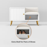 白い現代的な布張りの靴ラック ベンチ 収納キャビネットと棚の入り口