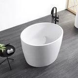 39,37" moderne, tiefe, ovale, freistehende, mattweiße Steinharz-Badewanne