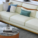 Orange Faux Leather Living Room Sofa with Single Sofa & Loveseat Set of 3-Richsoul-Furniture,Living Room Furniture,Living Room Sets