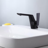 Poignée plate simple contemporaine robinet de lavabo de salle de bain en laiton massif en noir mat