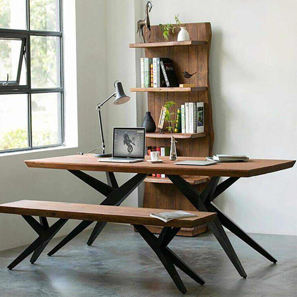 63" Industrial Large Computer Desk Natural Pine Wood Office Desk Writing Desk-Desks,Furniture,Office Furniture