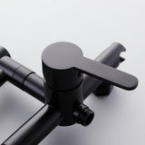 Modern Retractable Wall-mounted Pot Filler Matte Black Kitchen Faucet with Spray