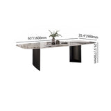 78.7" Modern Rectangular Stone Dining Table with Double Pedestals Table Only