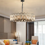 Modern Geometric Crystal Chandelier 14-Light with Adjustable Chain in Black