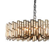 Modern Geometric Crystal Chandelier 14-Light with Adjustable Chain in Black