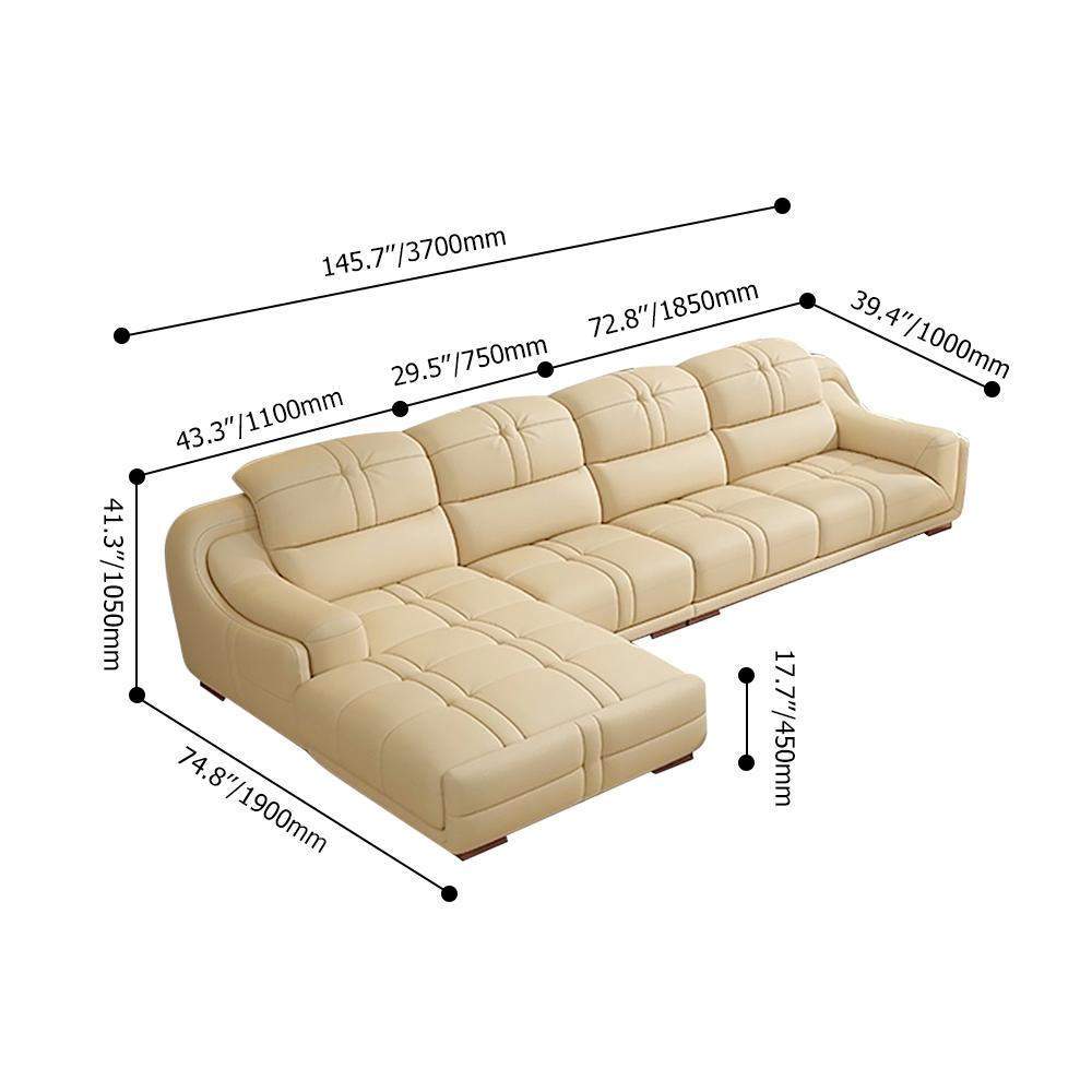 145.7" Modern Beige Sectional Sofas in L-Shaped with Left Chaise & Upholster-Furniture,Living Room Furniture,Sectionals