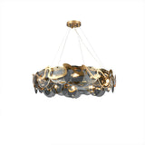 Postmodern 8-Light Smokey Gray Glass Chandelier with Adjustable Cables