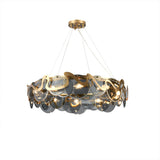 Postmodern 8-Light Smokey Gray Glass Chandelier with Adjustable Cables