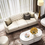3 Pieces Beige Leather Sofa and Loveseat Living Room Set with Pillows-Richsoul-Furniture,Living Room Furniture,Living Room Sets