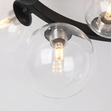 Modern 6 Light LED Black Geometric Bubble Flush Mount Ceiling Light with Glass Shade