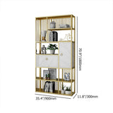 70.9" Modern 5-Tier Geometric Bookshelf with 1 Drawer and 1 Door in White & Gold