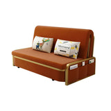 Modern Convertible Sofa Bed with Storage Velvet Upholstery in Beige & Gold