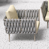 33,9" breites, modernes Terrassensofa aus Aluminium mit Kissen in Grau und Beige