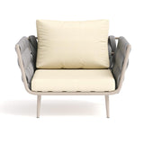 33,9 "Sofa de patio extérieur en aluminium moderne de large avec coussin en gris et beige
