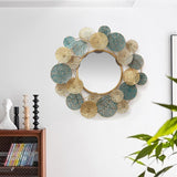 Decoración de fondo de espejo de pared de metal de flor hueca redonda moderna