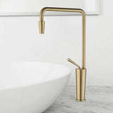 Single Hole Bathroom Vessel Sink Faucet Solid Brass in Black