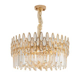 Modern Gold 6-Light Crystal Chandelier with Adjustable Chain