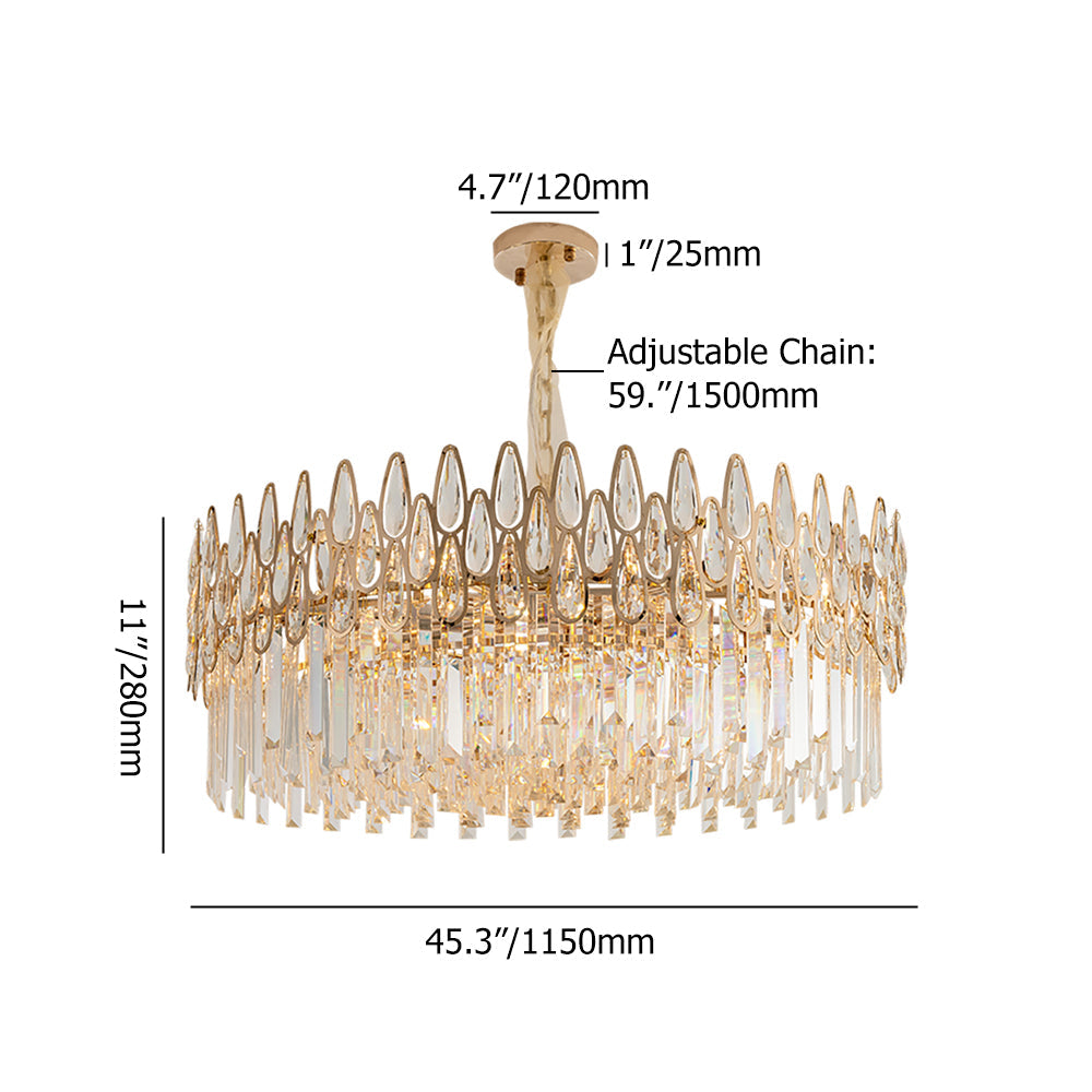 Modern Gold 6-Light Crystal Chandelier with Adjustable Chain
