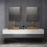 Contemporary Gold Rectangular Stainless Steel Vessel Sink Luxury Wash Sink