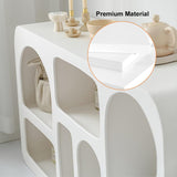 47.2" Art Deco Storage Console Table White Arched Shelves Entryway Cabinet