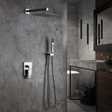 Modern 12" Wall Mounted Shower System with Handheld Shower Pressure Balance Valve