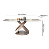63" Modern Dining Table Stone Dining Table with X Stainless Steel Base