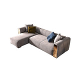 110.2" L-Shape Gray Velvet Upholstered Sectional Sofa with Left Chaise-Richsoul-Furniture,Living Room Furniture,Sectionals