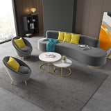 Juego de sofá tapizado de franela gris de 3 piezas de 2 sillas decorativas y 3 plazas