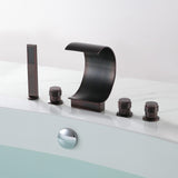 Mooni Elegant Waterfall Oil Rubbed Bronze Roman Tub Faucet with Handshower Solid Brass