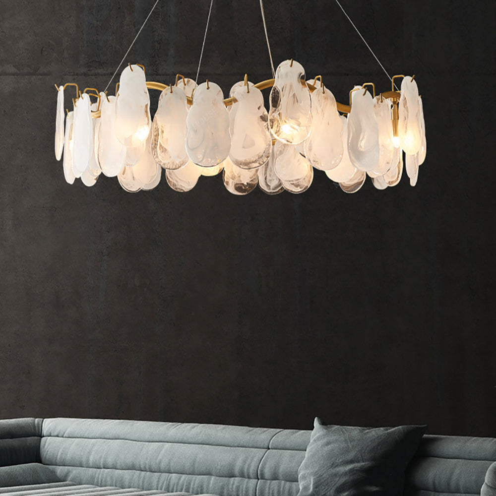 Postmodern 8-Light Tiered Cloud Glass Chandelier with Adjustable Cables