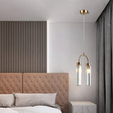 Modern Gold U-Shape Crystal Pendant Light 2-Light for Living Room and Bedroom