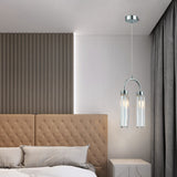 Lámpara colgante de cristal en forma de U dorada moderna de 2 luces para sala de estar y dormitorio