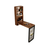 Foldable Bar Height Table with Convertible Cabinet & Open Storage in Walnut