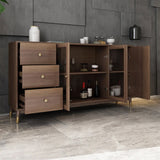 Modern Rectangle Sideboard Buffet with Ample Storages & Doors in Walnut