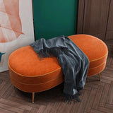 Banc moderne en velours orange couché rembourré banc ottoman banc en or de jambe en or