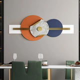 Diseño superpuesto de decoración de pared de metal redondo moderno en blanco y naranja