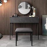 Modern Gray Makeup Vanity Set with Velvet Surface Dressing & Mirror & Stool in Small