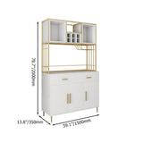 78.7" White & Gold Freestanding Cabinet & Pantry Organization with Wine Glass Holder
